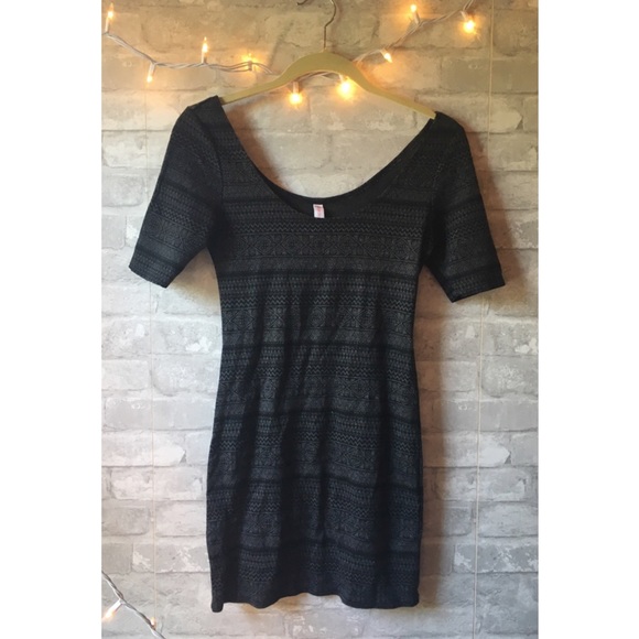 Xhilaration Fitted Knit Dark Gray Dress - Picture 1 of 3